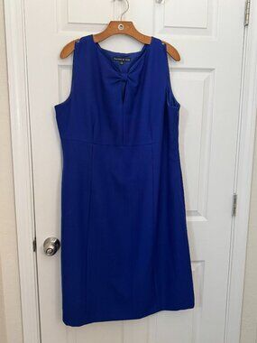 Preston & York Royal Blue Sleeveless Bow Neckline Sheath Dress - Size 18